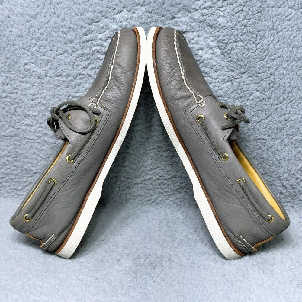 Sperry Gold Cup A/O 2-Eye Mens Size 11 Boat Shoes Soft Gray Leather STS23217